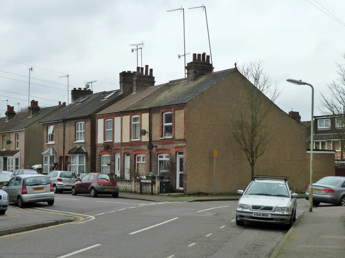 Terraced houses on Cannon Road in Watford Fields. Terraces were 31% of the borough's sales in the year to June 2026, at a median of £420,000