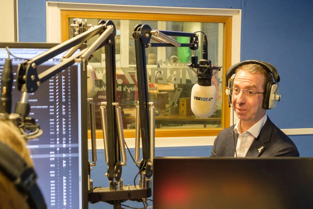 Peter Taylor, the Elected Mayor of Watford, in the studio at Vibe 107.6